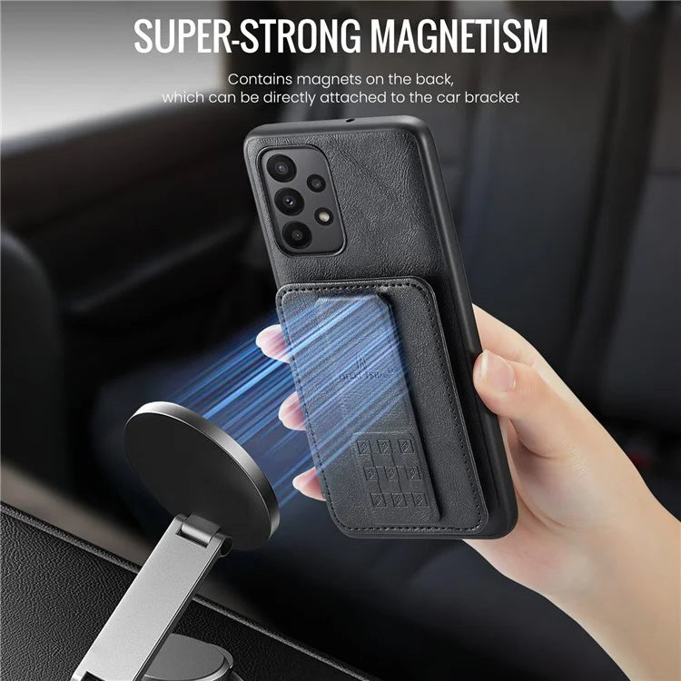 For Samsung Galaxy A23 4G Case Leather+TPU Phone Cover Built-in Magnetic Holder Metal Sheet