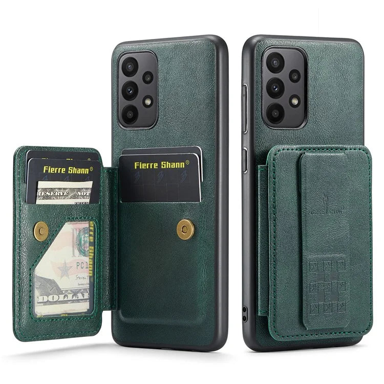 For Samsung Galaxy A23 4G Case Leather+TPU Phone Cover Built-in Magnetic Holder Metal Sheet