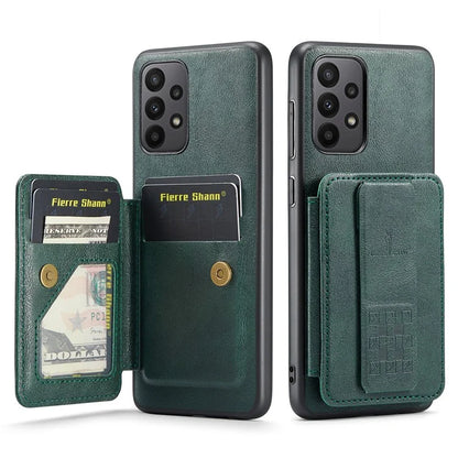 For Samsung Galaxy A23 4G Case Leather+TPU Phone Cover Built-in Magnetic Holder Metal Sheet