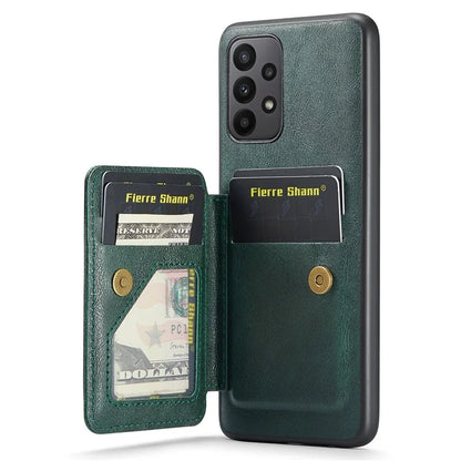 For Samsung Galaxy A23 4G Case Leather+TPU Phone Cover Built-in Magnetic Holder Metal Sheet