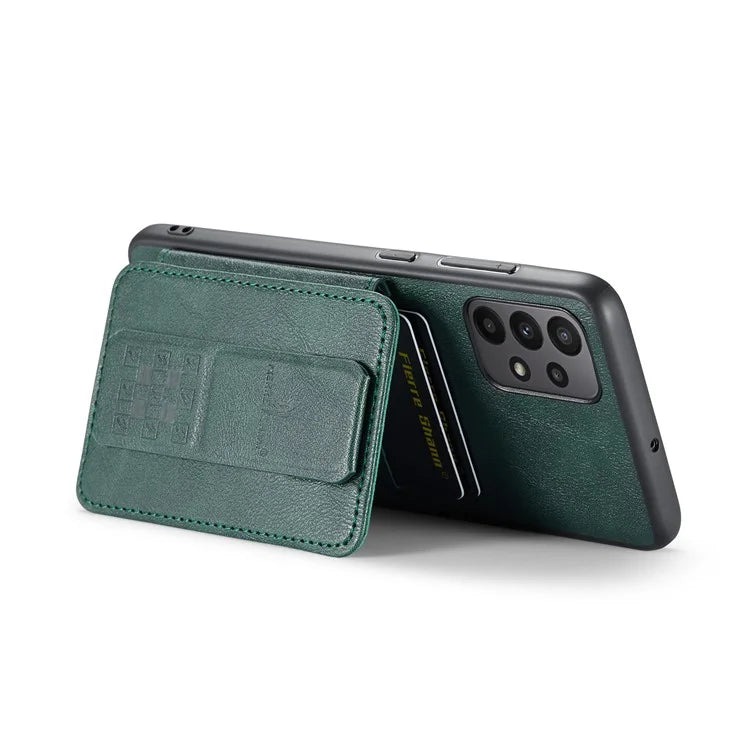 For Samsung Galaxy A23 4G Case Leather+TPU Phone Cover Built-in Magnetic Holder Metal Sheet
