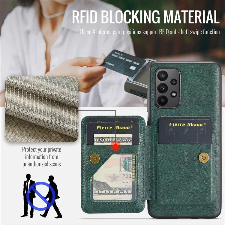 For Samsung Galaxy A23 4G Case Leather+TPU Phone Cover Built-in Magnetic Holder Metal Sheet