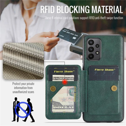 For Samsung Galaxy A23 4G Case Leather+TPU Phone Cover Built-in Magnetic Holder Metal Sheet