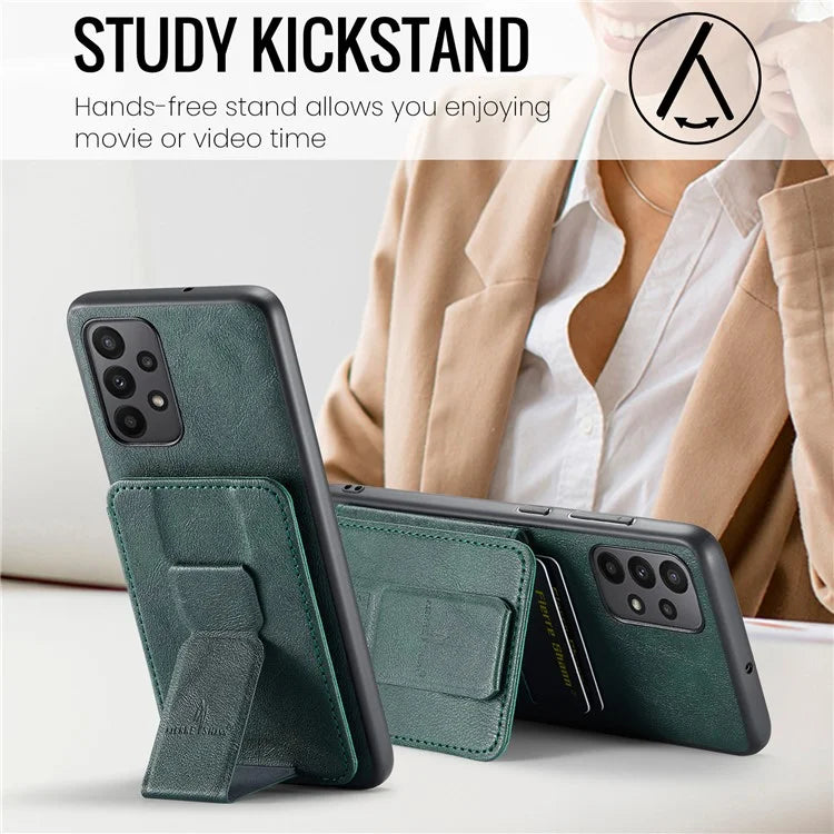 For Samsung Galaxy A23 4G Case Leather+TPU Phone Cover Built-in Magnetic Holder Metal Sheet