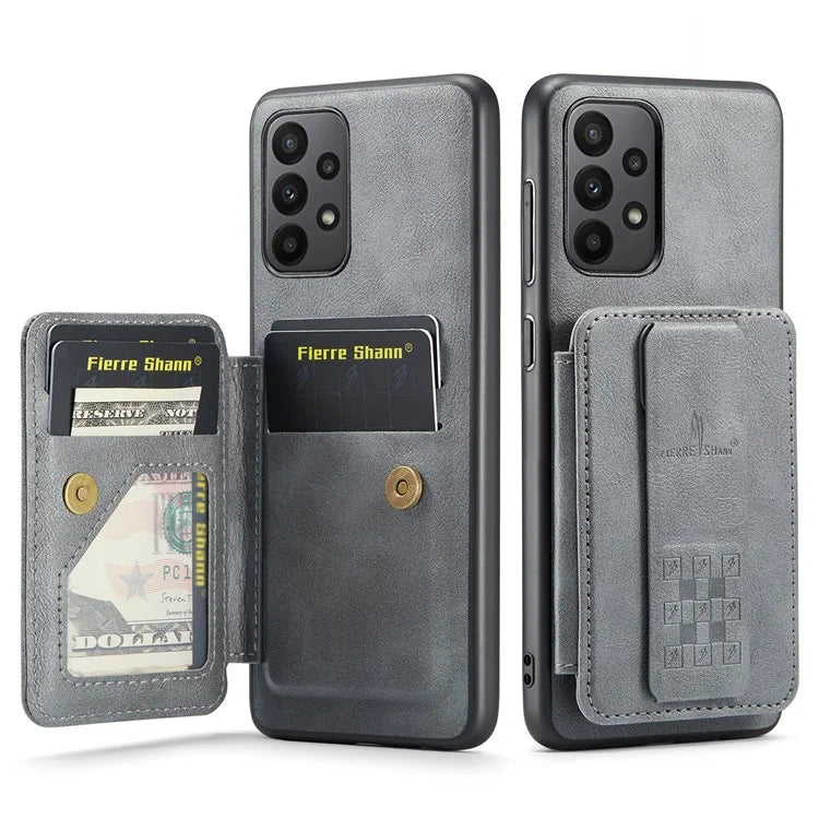 For Samsung Galaxy A23 4G Case Leather+TPU Phone Cover Built-in Magnetic Holder Metal Sheet