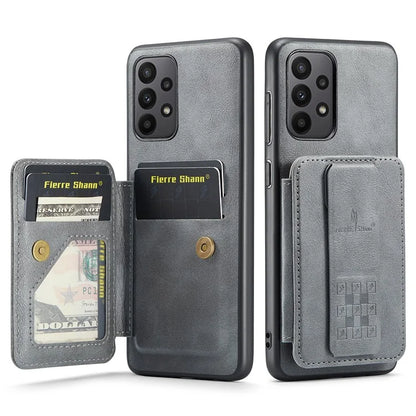 For Samsung Galaxy A23 4G Case Leather+TPU Phone Cover Built-in Magnetic Holder Metal Sheet