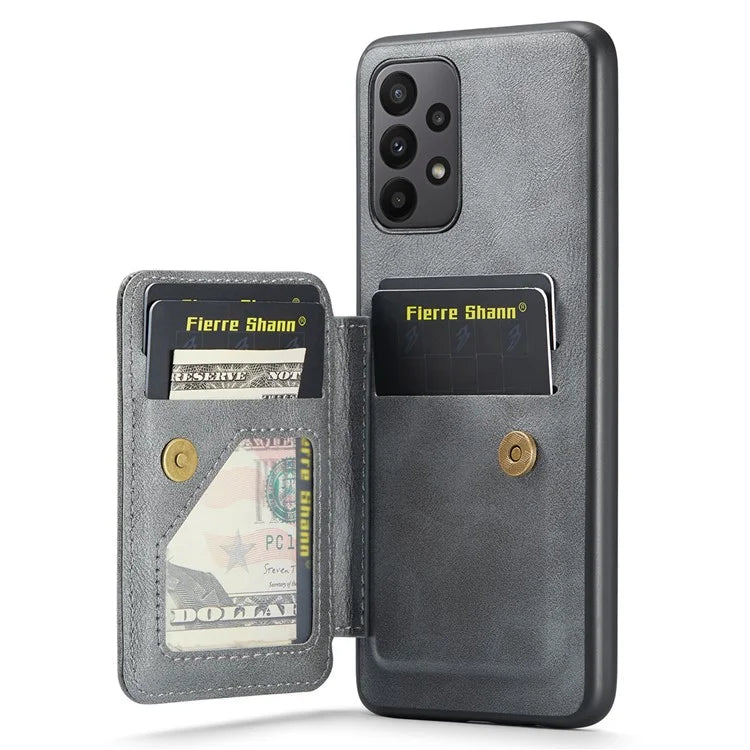 For Samsung Galaxy A23 4G Case Leather+TPU Phone Cover Built-in Magnetic Holder Metal Sheet