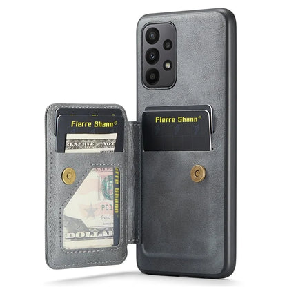 For Samsung Galaxy A23 4G Case Leather+TPU Phone Cover Built-in Magnetic Holder Metal Sheet