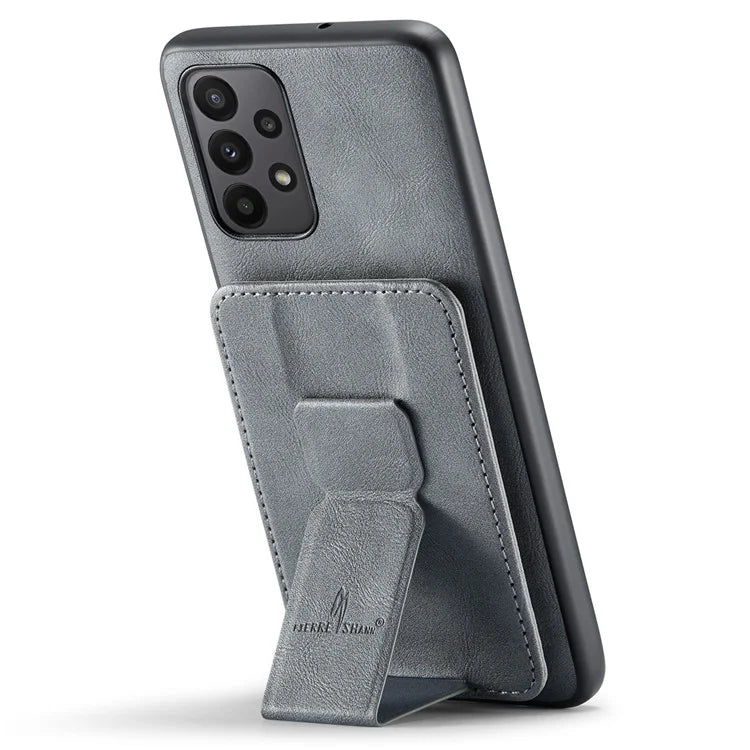 For Samsung Galaxy A23 4G Case Leather+TPU Phone Cover Built-in Magnetic Holder Metal Sheet