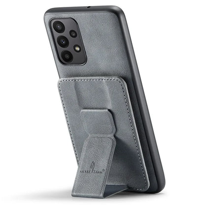 For Samsung Galaxy A23 4G Case Leather+TPU Phone Cover Built-in Magnetic Holder Metal Sheet