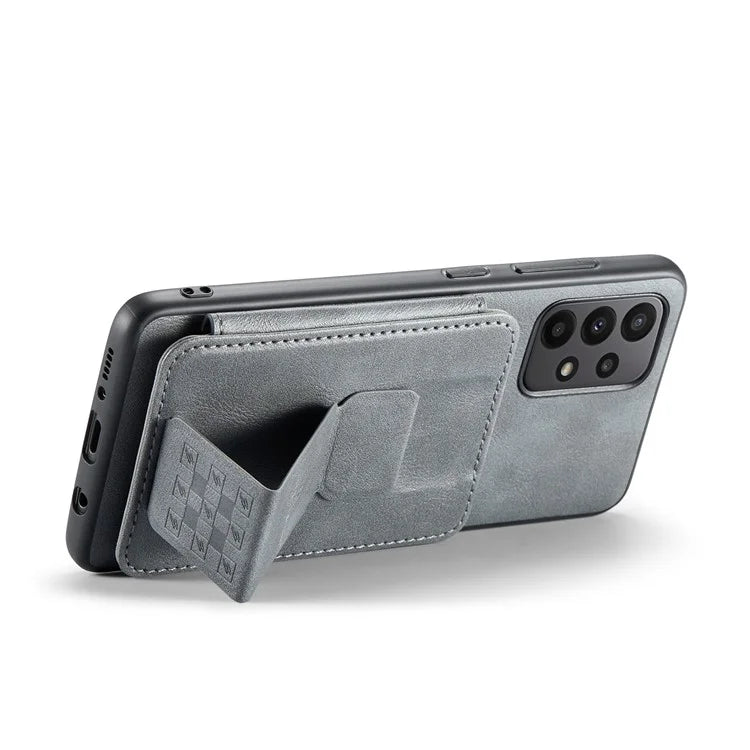 For Samsung Galaxy A23 4G Case Leather+TPU Phone Cover Built-in Magnetic Holder Metal Sheet