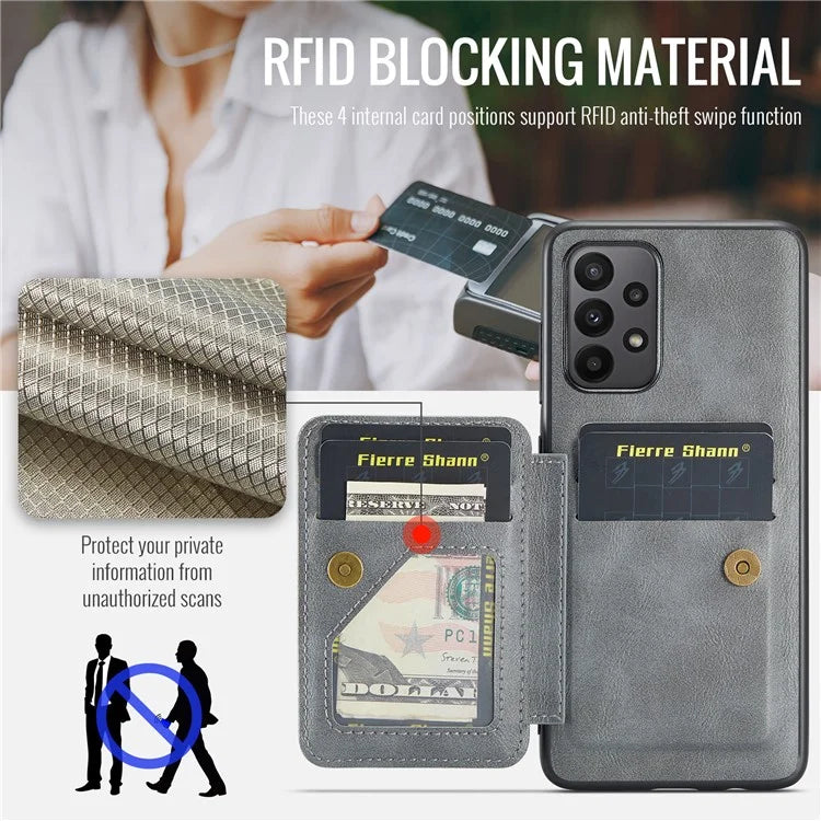 For Samsung Galaxy A23 4G Case Leather+TPU Phone Cover Built-in Magnetic Holder Metal Sheet
