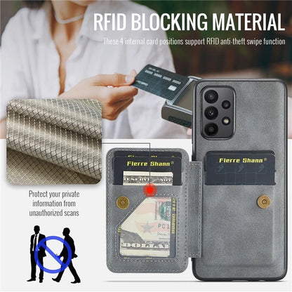 For Samsung Galaxy A23 4G Case Leather+TPU Phone Cover Built-in Magnetic Holder Metal Sheet