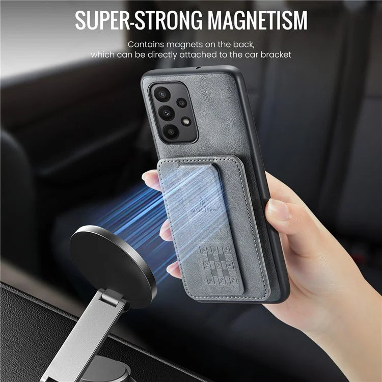 For Samsung Galaxy A23 4G Case Leather+TPU Phone Cover Built-in Magnetic Holder Metal Sheet