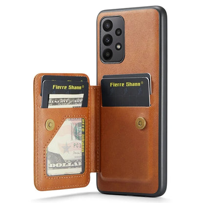 For Samsung Galaxy A23 4G Case Leather+TPU Phone Cover Built-in Magnetic Holder Metal Sheet