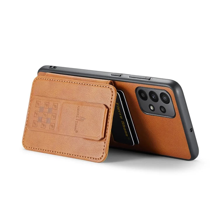 For Samsung Galaxy A23 4G Case Leather+TPU Phone Cover Built-in Magnetic Holder Metal Sheet