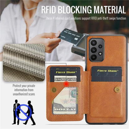 For Samsung Galaxy A23 4G Case Leather+TPU Phone Cover Built-in Magnetic Holder Metal Sheet