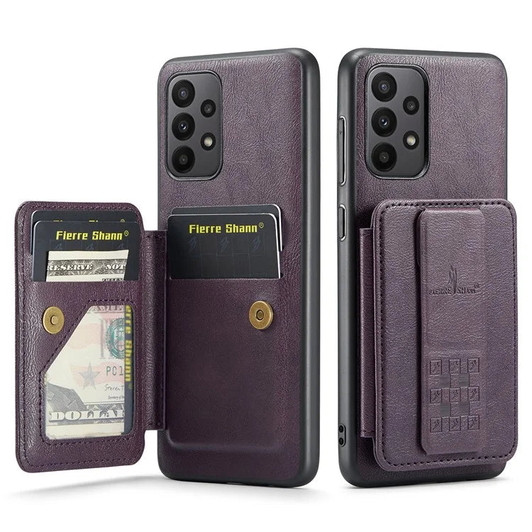 For Samsung Galaxy A23 4G Case Leather+TPU Phone Cover Built-in Magnetic Holder Metal Sheet
