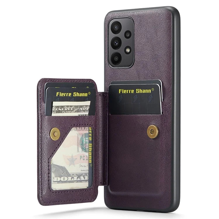 For Samsung Galaxy A23 4G Case Leather+TPU Phone Cover Built-in Magnetic Holder Metal Sheet