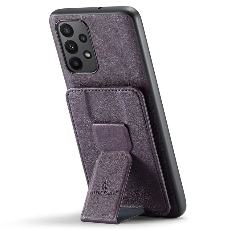 For Samsung Galaxy A23 4G Case Leather+TPU Phone Cover Built-in Magnetic Holder Metal Sheet