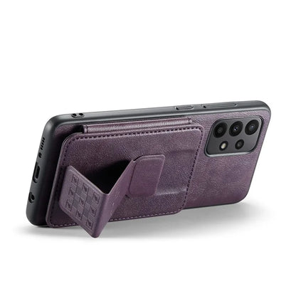 For Samsung Galaxy A23 4G Case Leather+TPU Phone Cover Built-in Magnetic Holder Metal Sheet