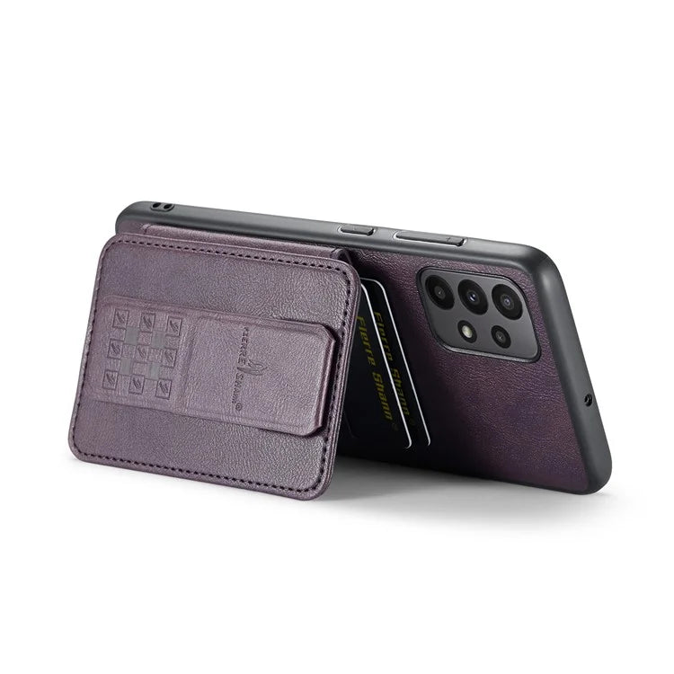For Samsung Galaxy A23 4G Case Leather+TPU Phone Cover Built-in Magnetic Holder Metal Sheet