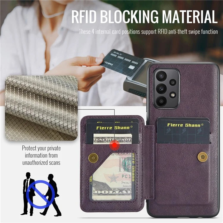 For Samsung Galaxy A23 4G Case Leather+TPU Phone Cover Built-in Magnetic Holder Metal Sheet