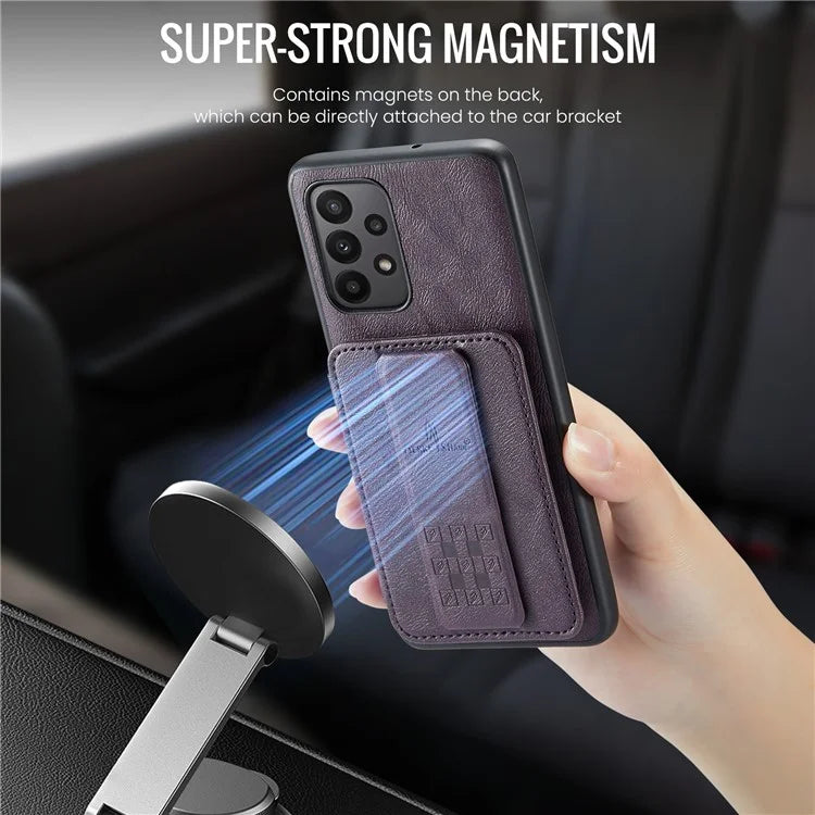 For Samsung Galaxy A23 4G Case Leather+TPU Phone Cover Built-in Magnetic Holder Metal Sheet