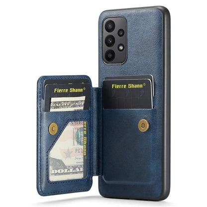 For Samsung Galaxy A23 4G Case Leather+TPU Phone Cover Built-in Magnetic Holder Metal Sheet