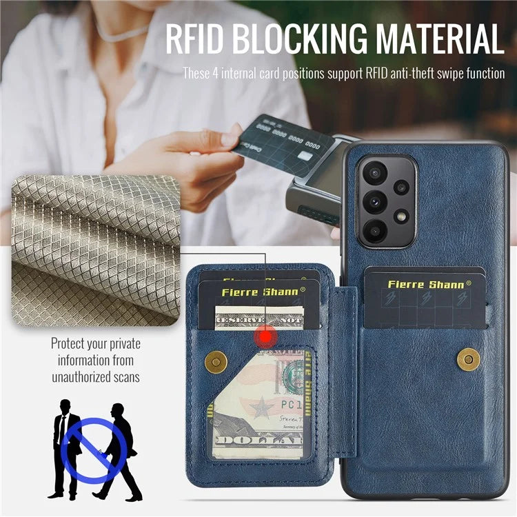 For Samsung Galaxy A23 4G Case Leather+TPU Phone Cover Built-in Magnetic Holder Metal Sheet