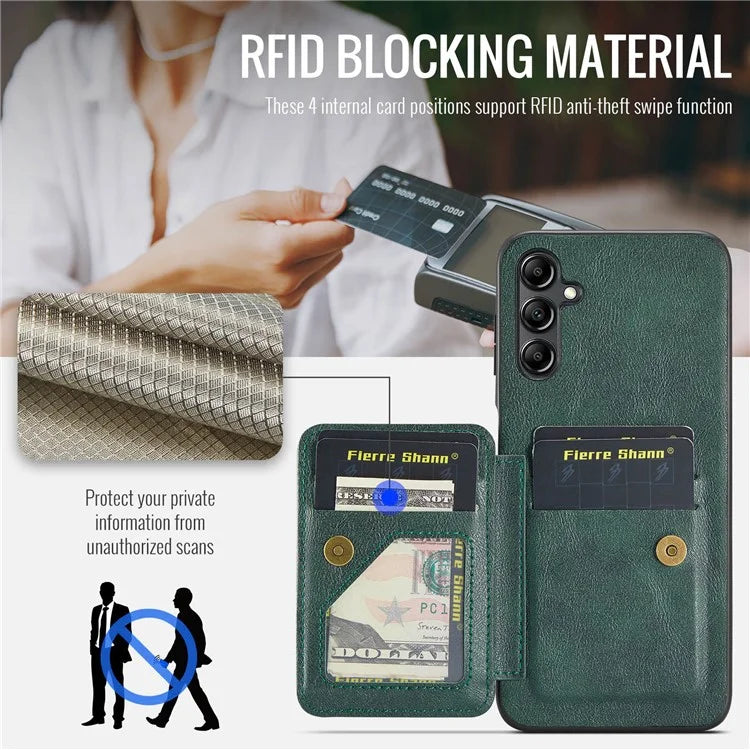 For Samsung Galaxy A15 5G Case Anti-scratch Leather Coated TPU RFID Blocking Phone Cover