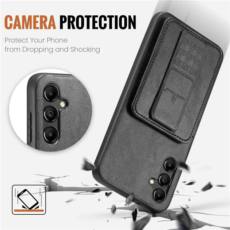 For Samsung Galaxy A15 5G Case Anti-scratch Leather Coated TPU RFID Blocking Phone Cover