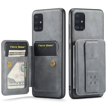 For Samsung Galaxy A51 4G SM-A515 Case Card Holder Leather Coated TPU Phone Cover