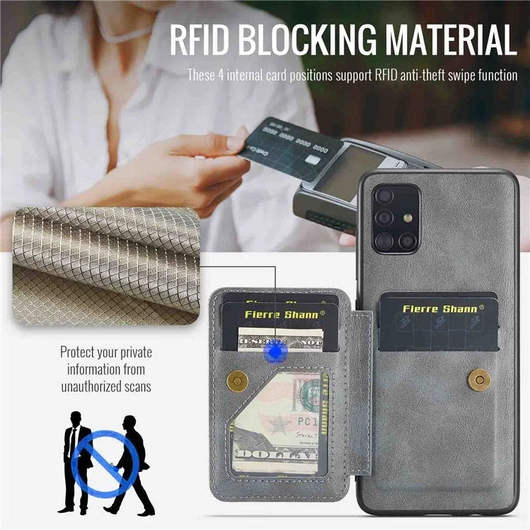 For Samsung Galaxy A51 4G SM-A515 Case Card Holder Leather Coated TPU Phone Cover