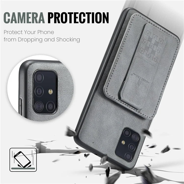 For Samsung Galaxy A51 4G SM-A515 Case Card Holder Leather Coated TPU Phone Cover