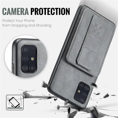 For Samsung Galaxy A51 4G SM-A515 Case Card Holder Leather Coated TPU Phone Cover