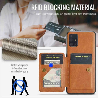 For Samsung Galaxy A51 4G SM-A515 Case Card Holder Leather Coated TPU Phone Cover
