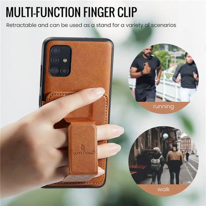 For Samsung Galaxy A51 4G SM-A515 Case Card Holder Leather Coated TPU Phone Cover