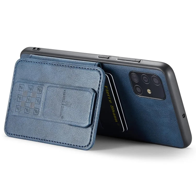 For Samsung Galaxy A51 4G SM-A515 Case Card Holder Leather Coated TPU Phone Cover