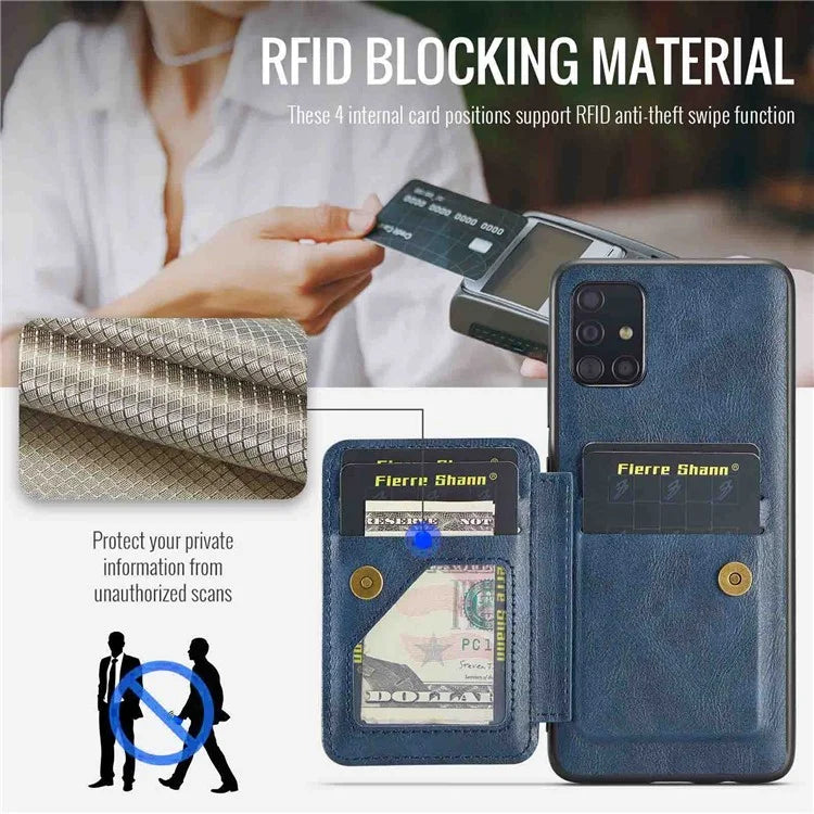 For Samsung Galaxy A51 4G SM-A515 Case Card Holder Leather Coated TPU Phone Cover