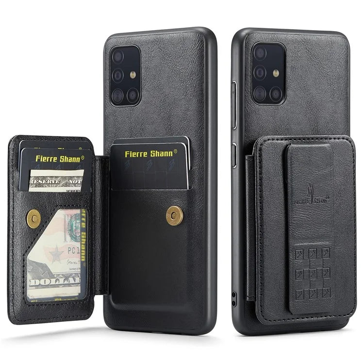 For Samsung Galaxy A51 4G SM-A515 Case Card Holder Leather Coated TPU Phone Cover
