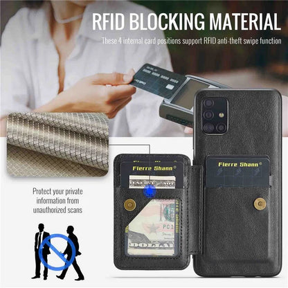 For Samsung Galaxy A51 4G SM-A515 Case Card Holder Leather Coated TPU Phone Cover