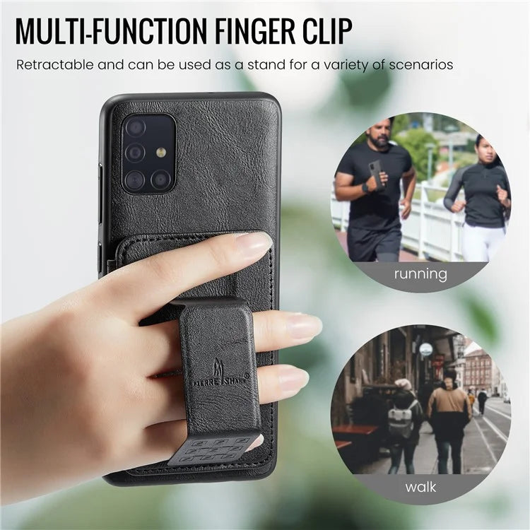 For Samsung Galaxy A51 4G SM-A515 Case Card Holder Leather Coated TPU Phone Cover