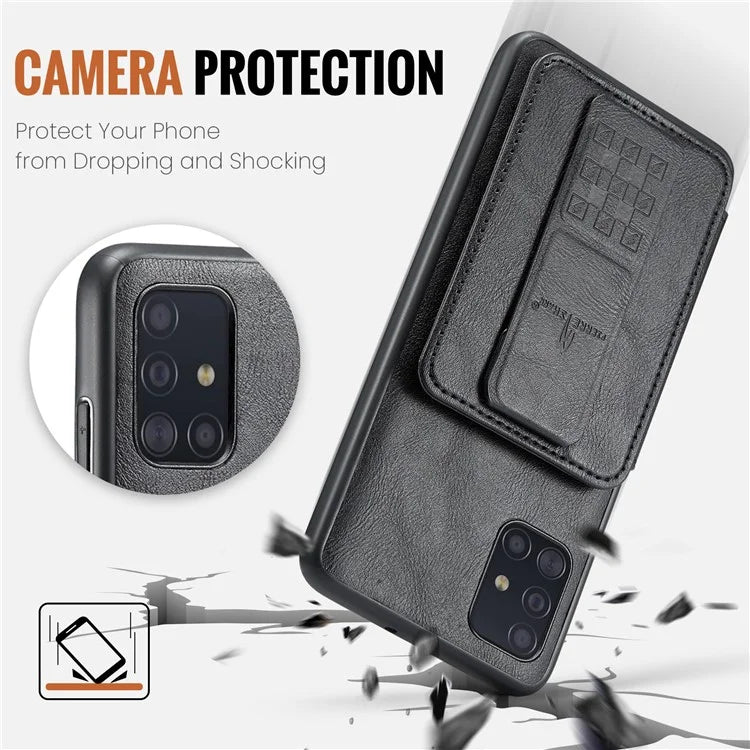For Samsung Galaxy A51 4G SM-A515 Case Card Holder Leather Coated TPU Phone Cover