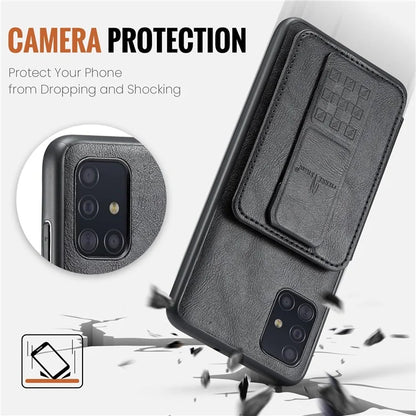 For Samsung Galaxy A51 4G SM-A515 Case Card Holder Leather Coated TPU Phone Cover