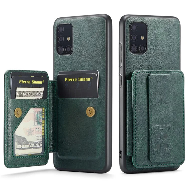 For Samsung Galaxy A51 4G SM-A515 Case Card Holder Leather Coated TPU Phone Cover
