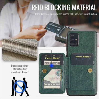 For Samsung Galaxy A51 4G SM-A515 Case Card Holder Leather Coated TPU Phone Cover