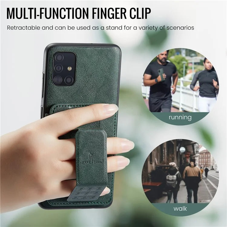 For Samsung Galaxy A51 4G SM-A515 Case Card Holder Leather Coated TPU Phone Cover