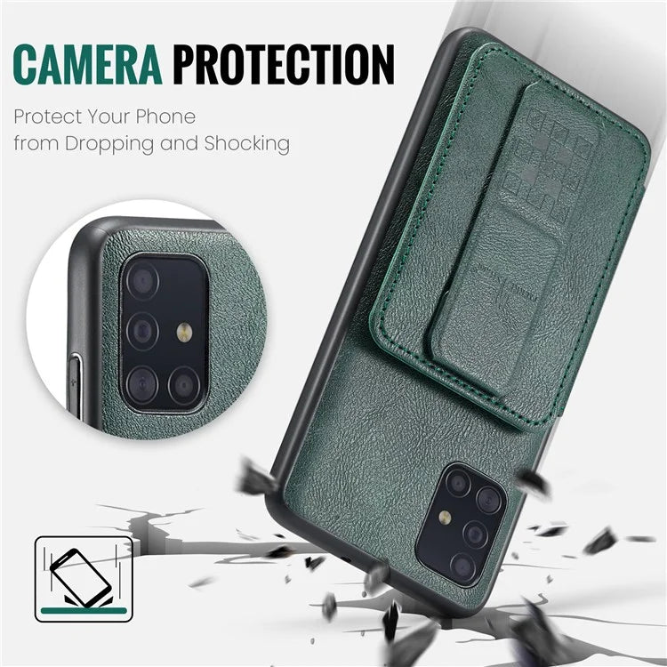 For Samsung Galaxy A51 4G SM-A515 Case Card Holder Leather Coated TPU Phone Cover