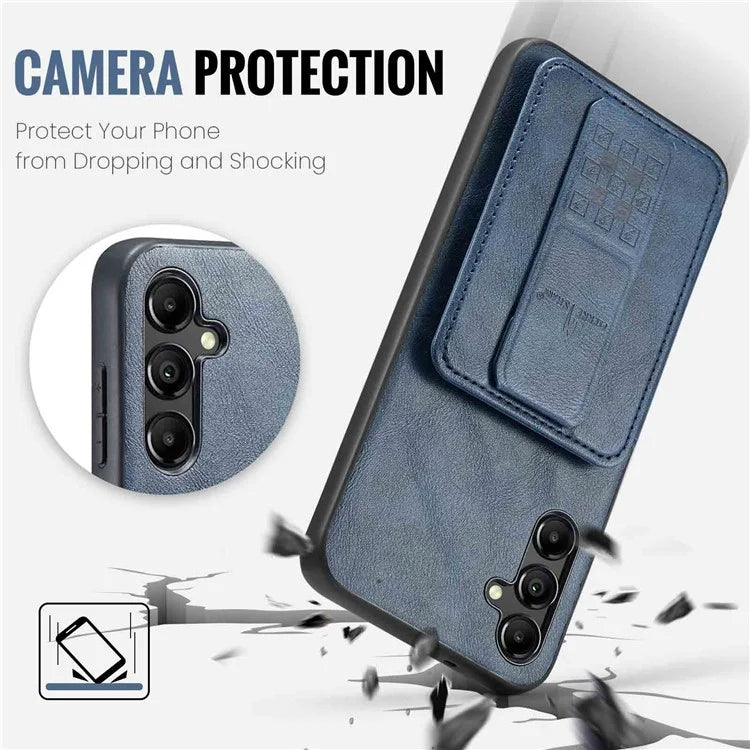 For Samsung Galaxy A13 5G Case Card Holder Leather Coated TPU RFID Blocking Phone Cover
